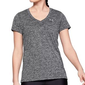UNDER ARMOUR WOMENS SMALL V NECK GREY T SHIRT